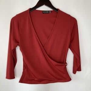 PrettyLittleThing Ribbed Tie Side Wrap Top Size 6